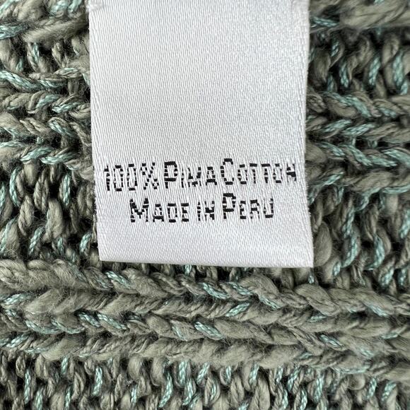 INCA MAMA by Carmela Pinillos Green Pima Cotton Ribbed Cardigan Sweater S NEW - Picture 9 of 10